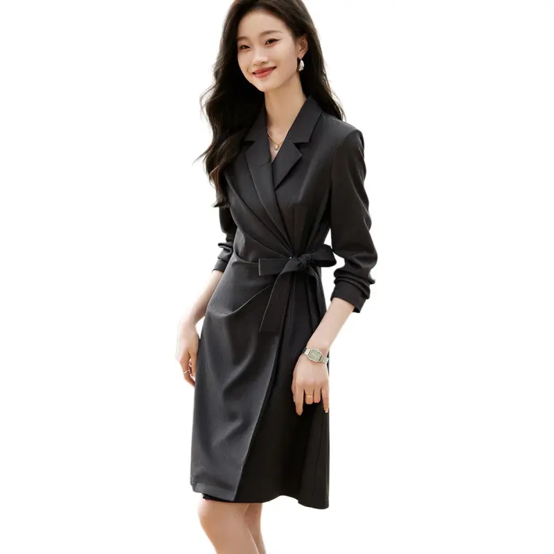 Mo Han Yi Mei Long Sleeved Dresses Women's Dark Gray-4