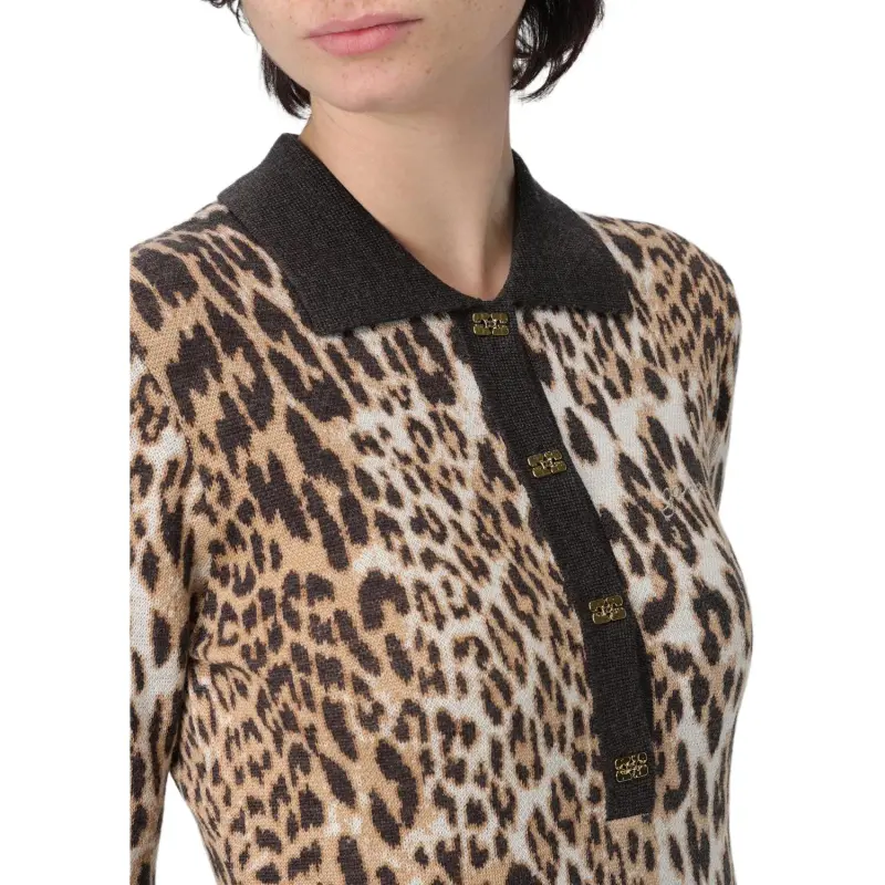 GANNI Leopard Print Long Sleeve Top-4