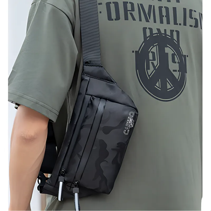 CARTELO Nylon Fabric Shoulder Bags Fanny Pack Sling Bags Regular Unisex Black/Camouflage-6