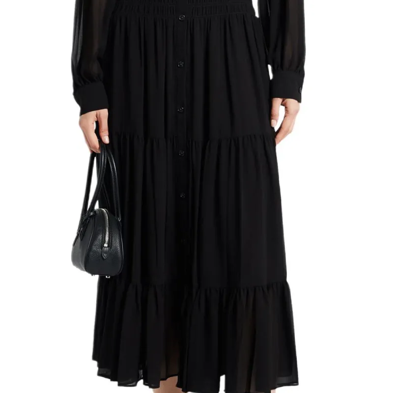 MICHAEL KORS Smocked Georgette Shirtdress-6
