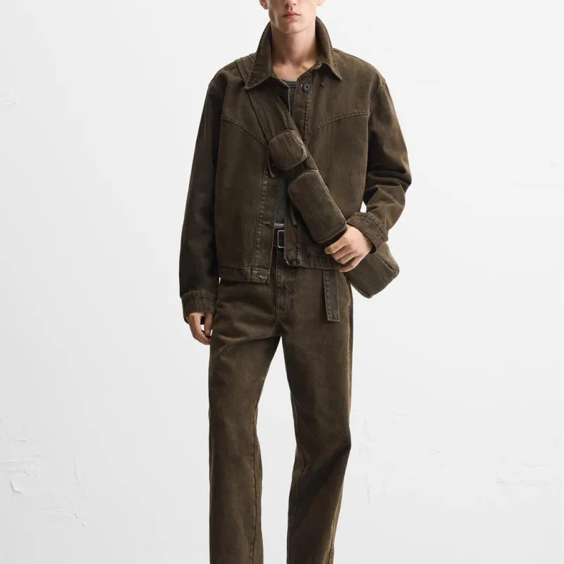 ZARA Denim Jackets Men Brown-3
