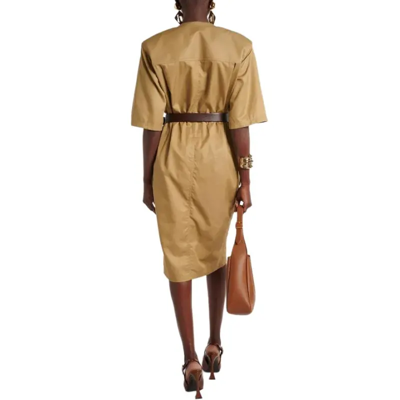 SAINT LAURENT Short Sleeved Dresses Women's Beige-3