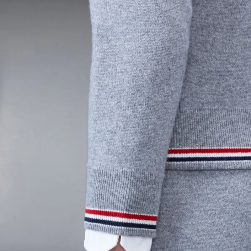 THOM BROWNE Cashmere Knitted Zip up Hoodie-4