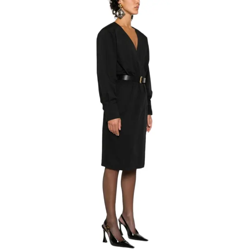 SAINT LAURENT Belted Wrap Dress-3