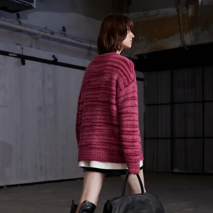 3COLOUR Knitwear Women's Raspberry Pink Stripes-6