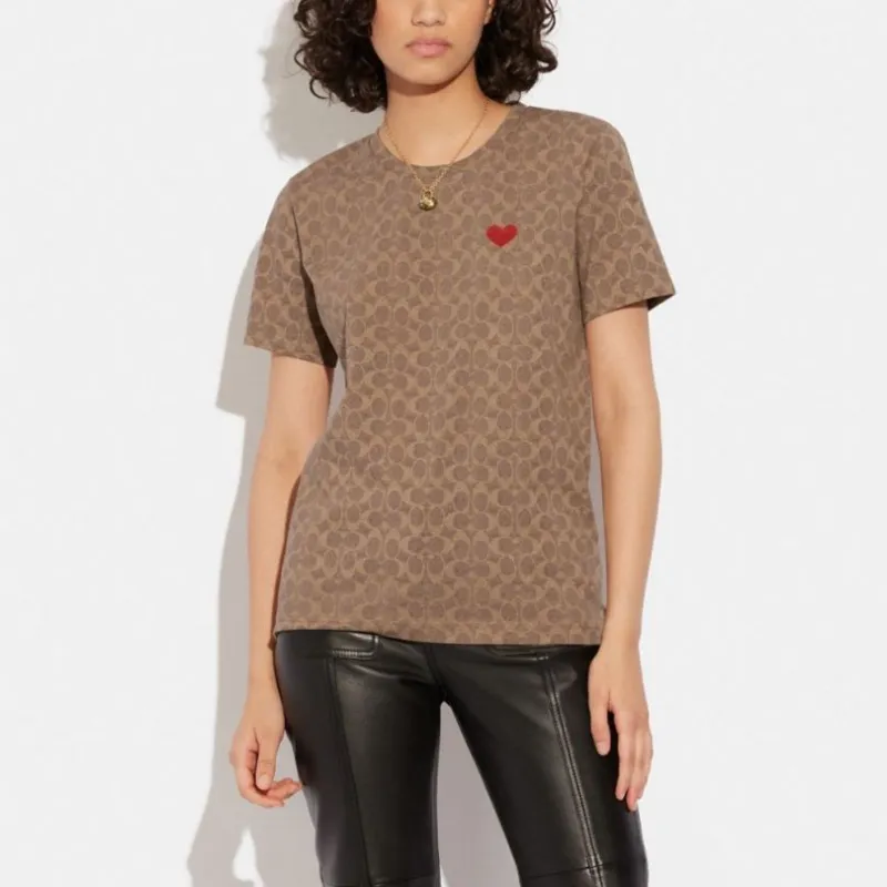 COACH Regular T-Shirt Women's Brown-1