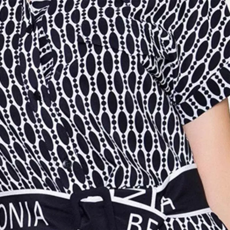 BESIONIA SS23 Short Sleeved Dress Women's Black White Pattern-4