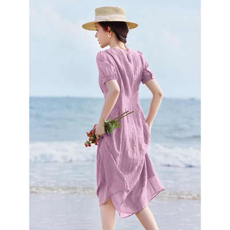 Mo Han Yi Mei SS24 Short Sleeved Dresses Women's Purple-1
