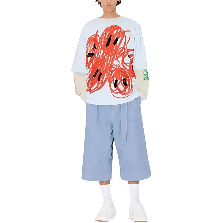 KENZO Drawn Varsity' T Shirt T Shirt Men's Light Blue-5