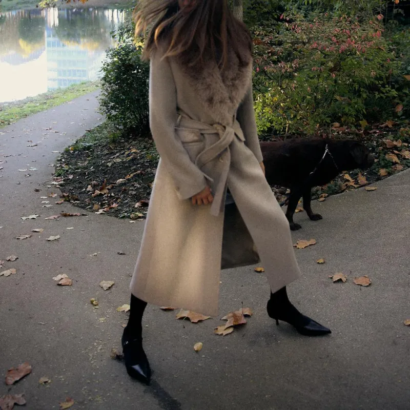 ZARA Coats Women's Light Khaki-3