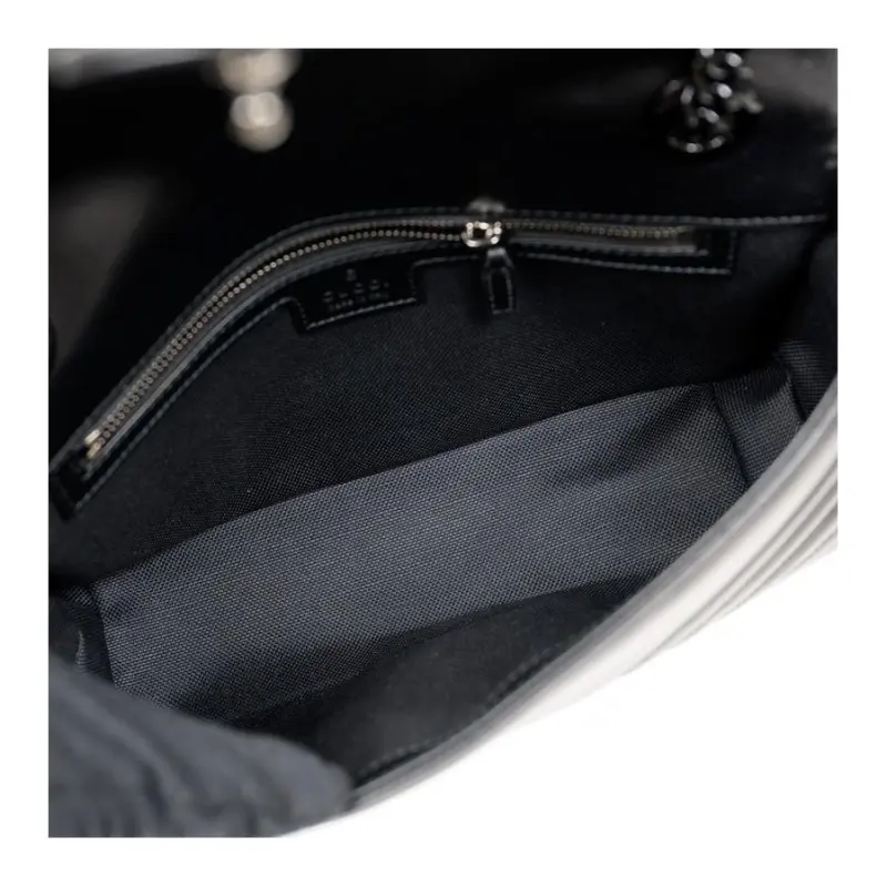 GUCCI GG Marmont Leather Shoulder Bag Crossbody Bag Small Size Women's Black-4