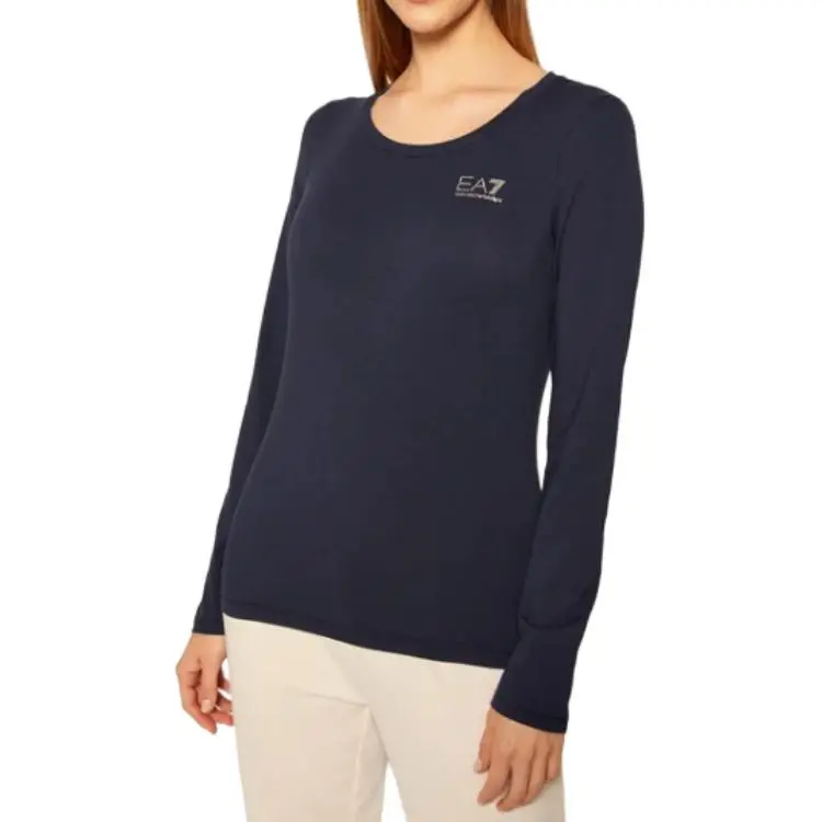 EMPORIO ARMANI EA7 Drop Shoulder Sleeve T Shirt Women's Marine Blue-2