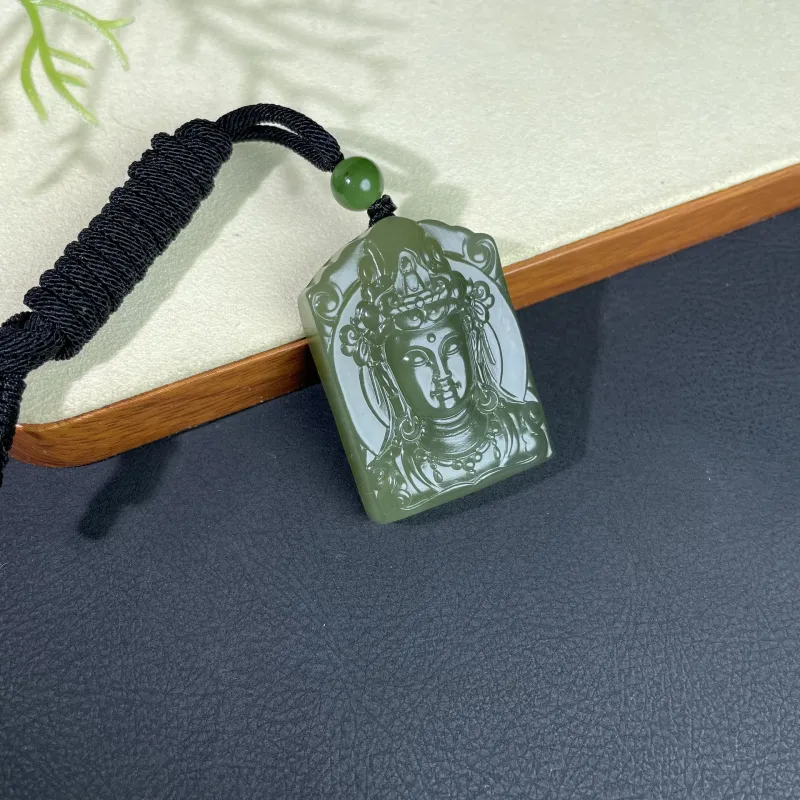 BUDOUXIAOAI Pendants Green Jade Unisex-3