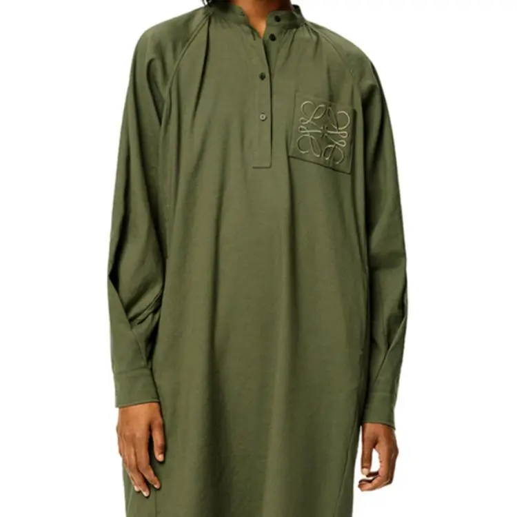LOEWE Anagram Long Sleeved Dresses Women's Green-5