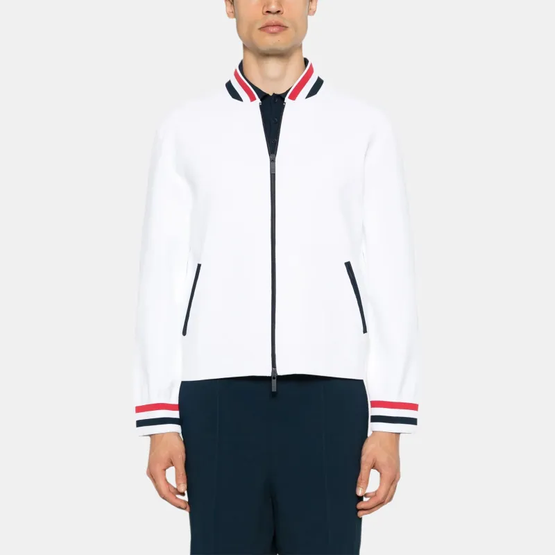THOM BROWNE RWB stripe Knitted Bomber Jacket-1