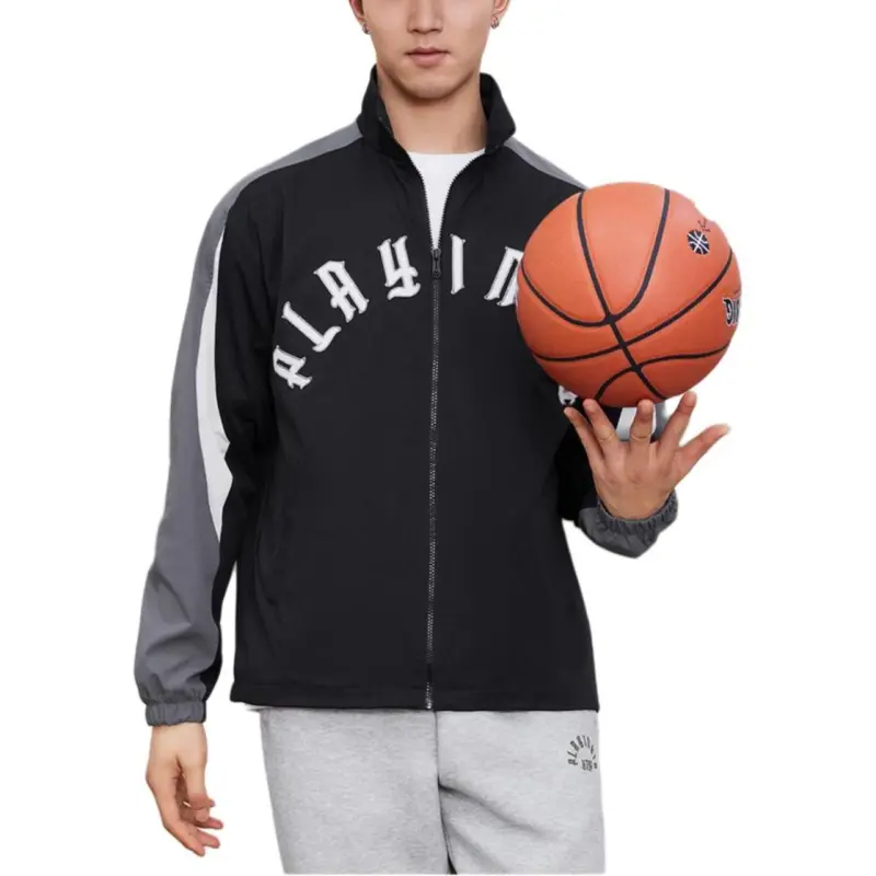XTEP Trench Coat Men's Jet Black/Steel Gray/Cotton White-4