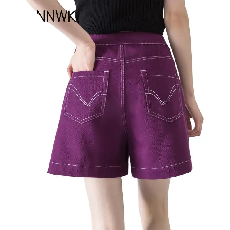 You Cow Me Pants Denim Shorts Women's Grape Purple-2
