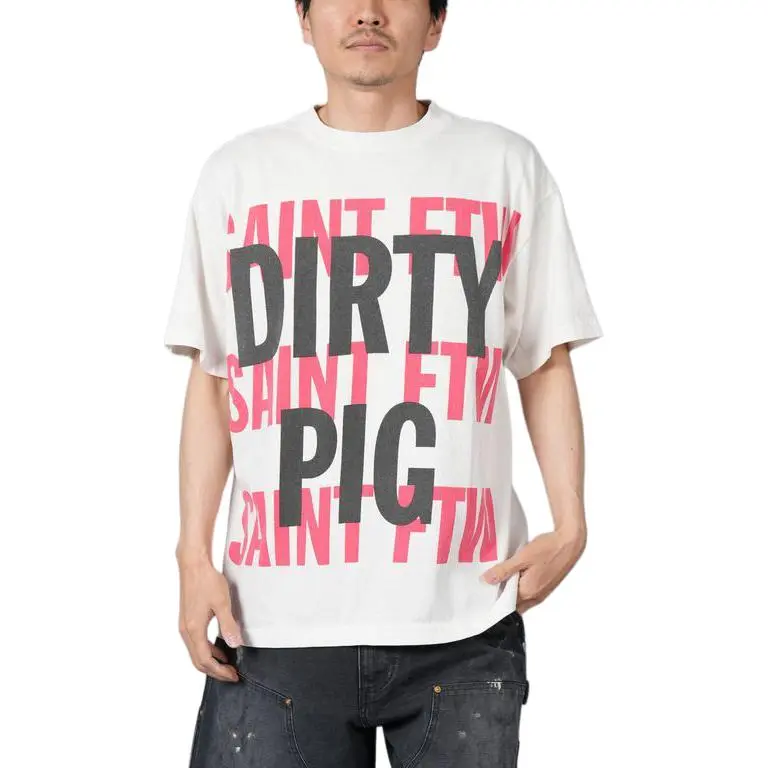SAINT Mxxxxxx Text print T shirt-2