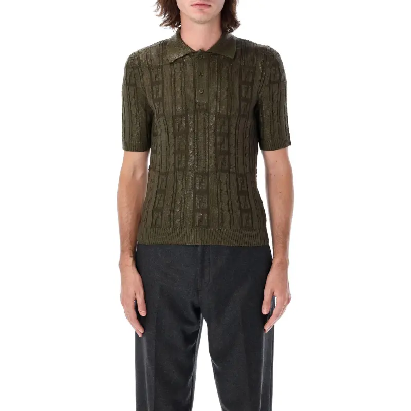 FENDI Short Sleeved Knitted Polo Shirt-2