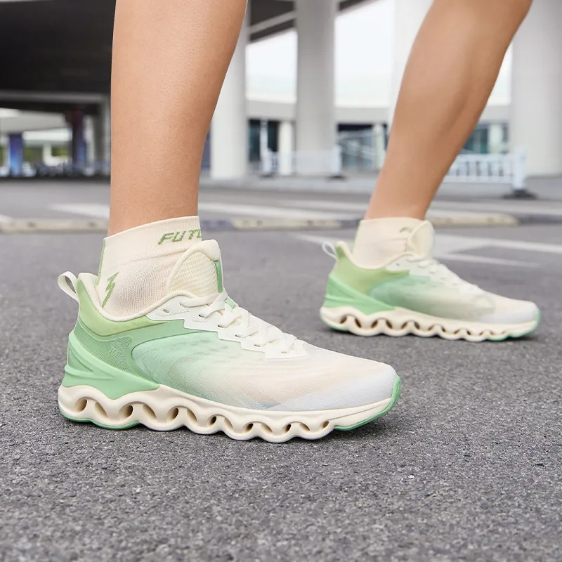 361° Cushioned Anti Slip And Wear Resistant Lightweight Low Top Running Shoes Men's White Green-7