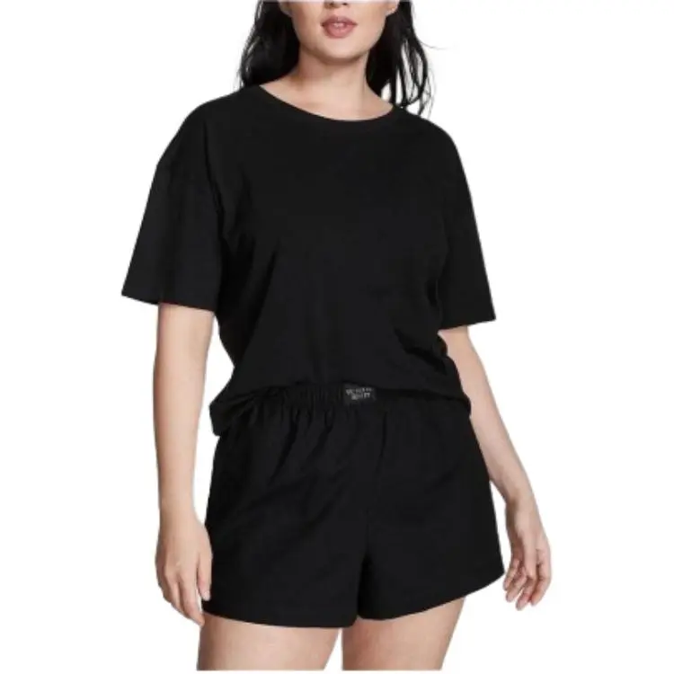 Victoria's Secret Cotton Short Tee-Jama Set Pajama Set Women's Black-1