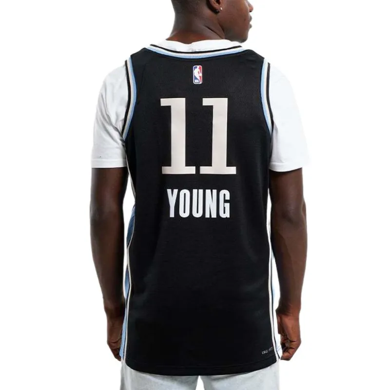 Nike Dri Fit Basketball Jersey City Edition 2023/24 Atlanta Hawks, Trae Young, Size 11 Men's Black-3