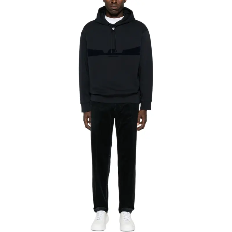 EMPORIO ARMANI Flocked eagle Jersey Hoodie-1