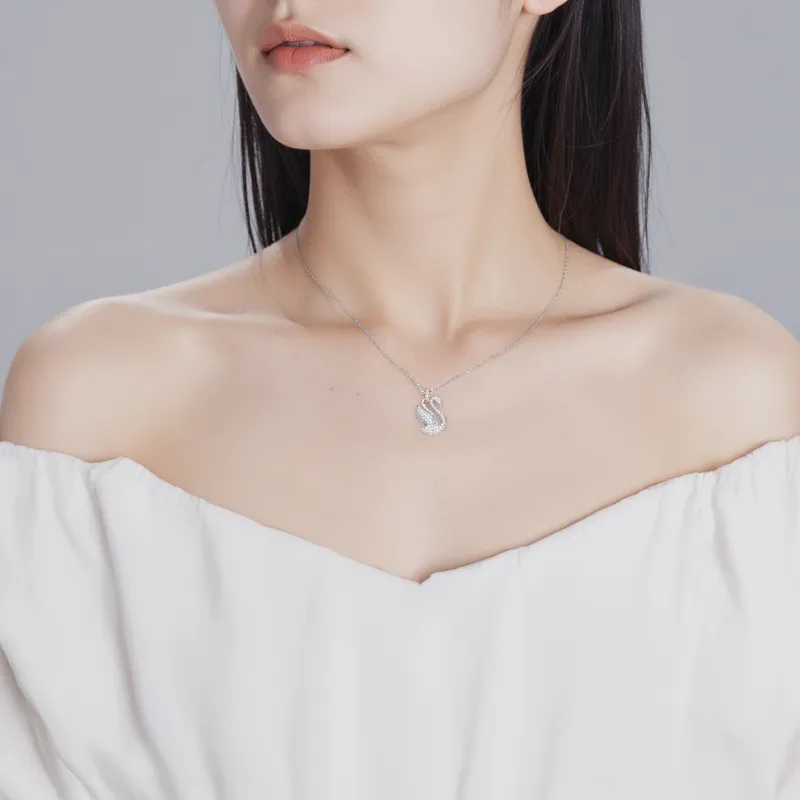 Swarovski Artificial Crystal Necklaces Women's Silver-3