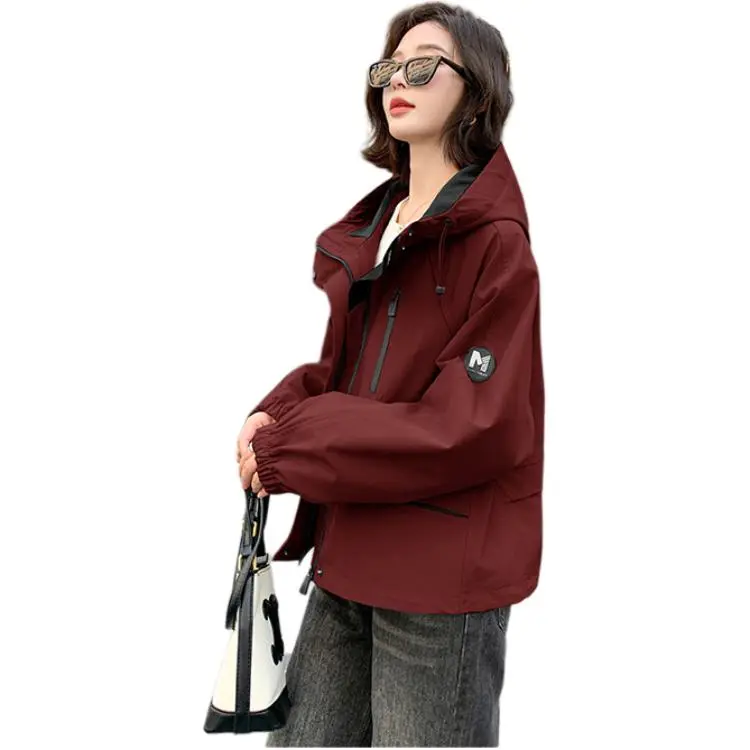 Fele.d Cropped Coats Women's Maroon-0