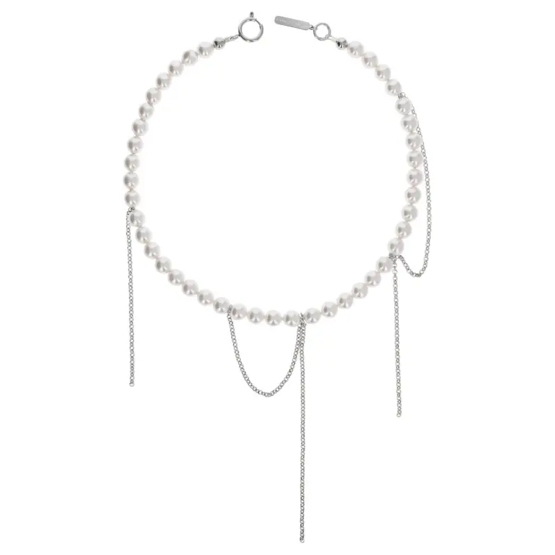 JUSTINE CLENQUET Brass Necklaces Women's Gray White-1