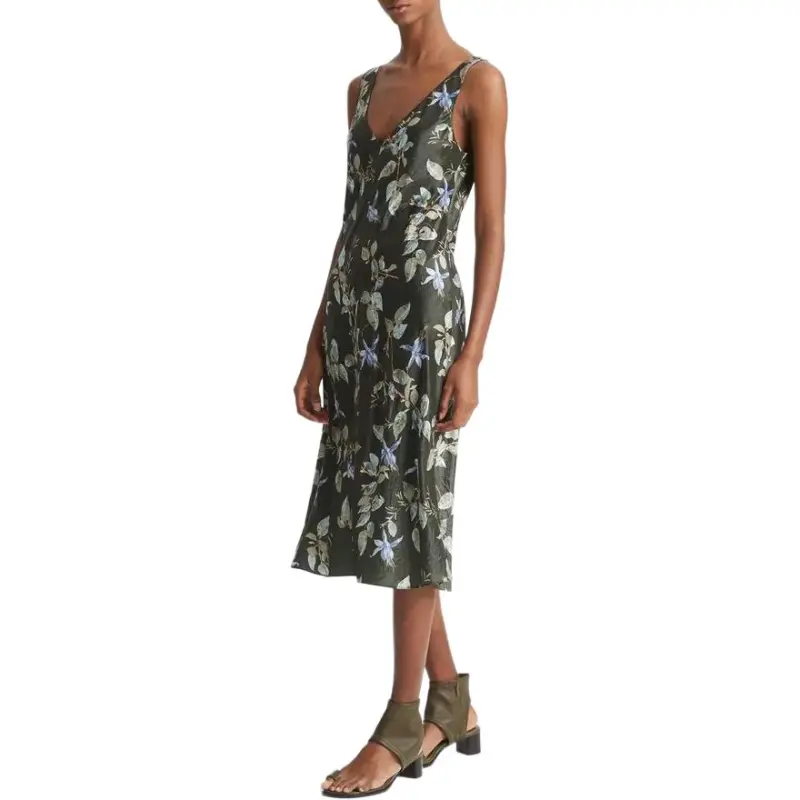 VINCE Floral print Satin Midi Dress-1