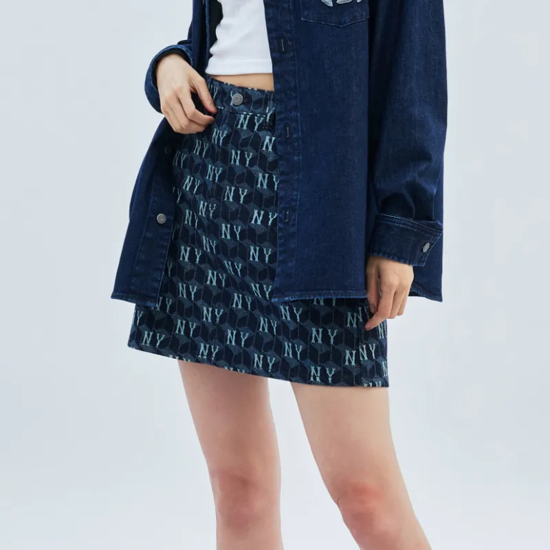MLB Denim Short Skirts Women's Blue-5