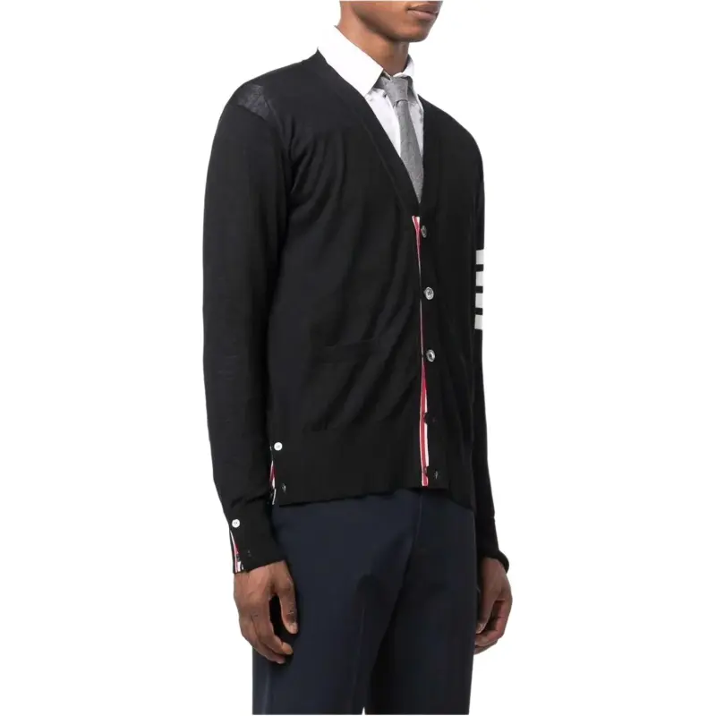 THOM BROWNE 4 Bar V Neck Knitted Cardigan-2