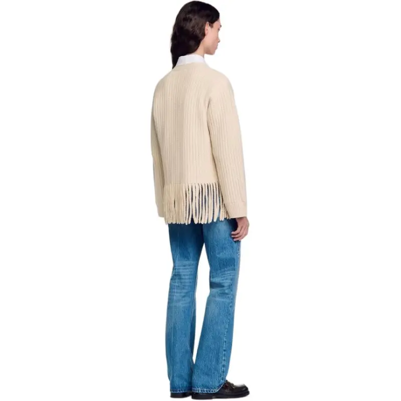 Sandro Fringed Knitted Cardigan-1