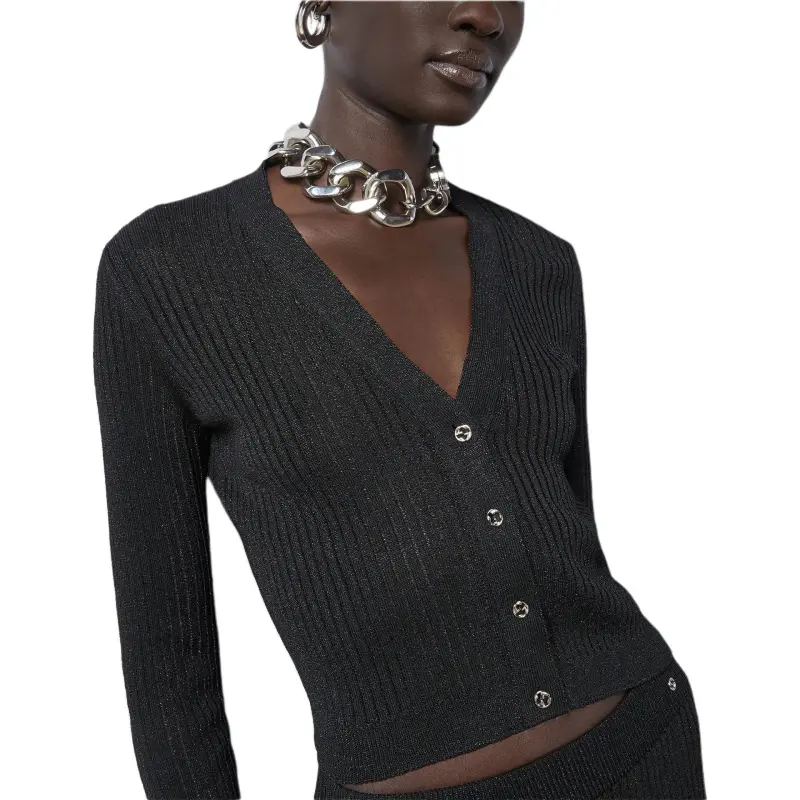 GUCCI Metallic-Threading Cropped Cardigan-3