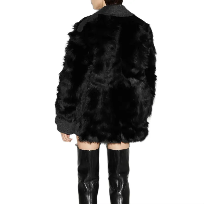 GUCCI FW24 Velvet-feel Coat Women's Black-3