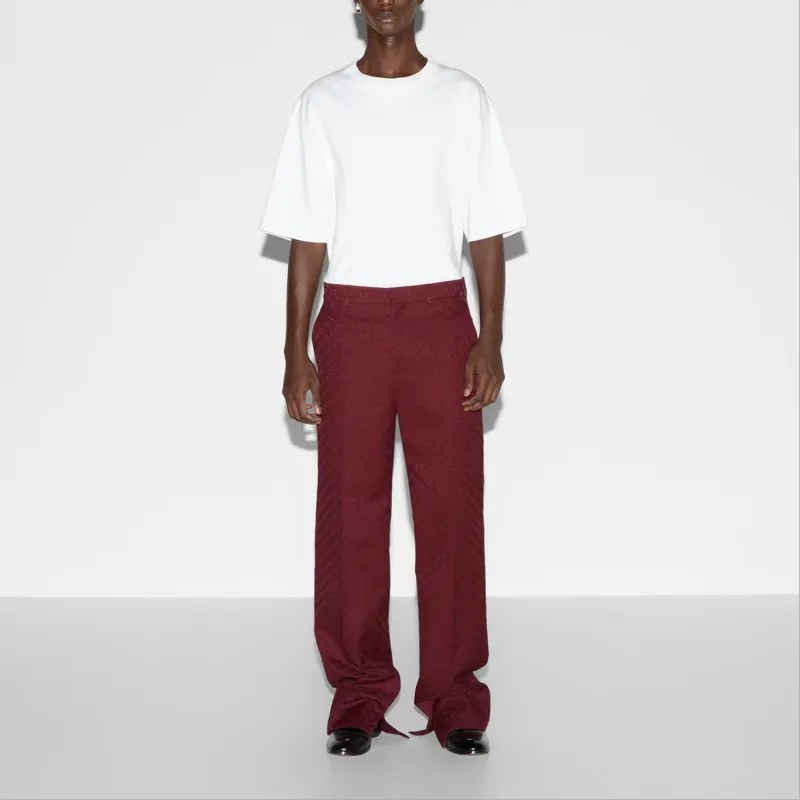 GUCCI Monogrammed Straight Leg Trousers-1