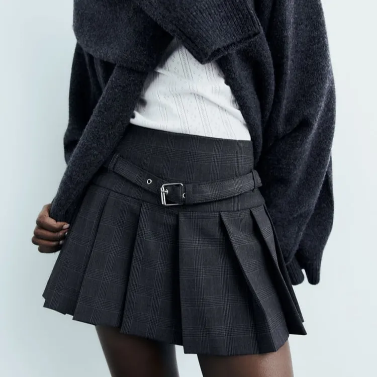 ZARA Casual Shorts Skirt Style Women's Gray-3