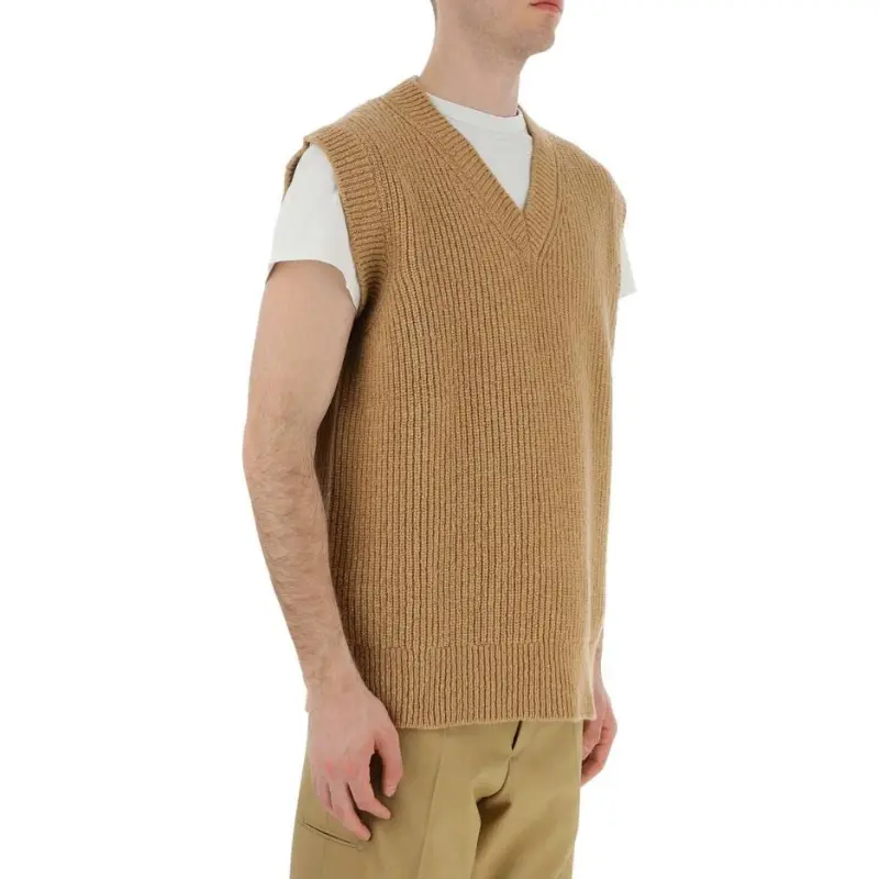 Maison Margiela V Neck Straight Hem Knitted Vest-3