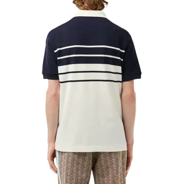LACOSTE Logo patch Striped Polo Shirt-4