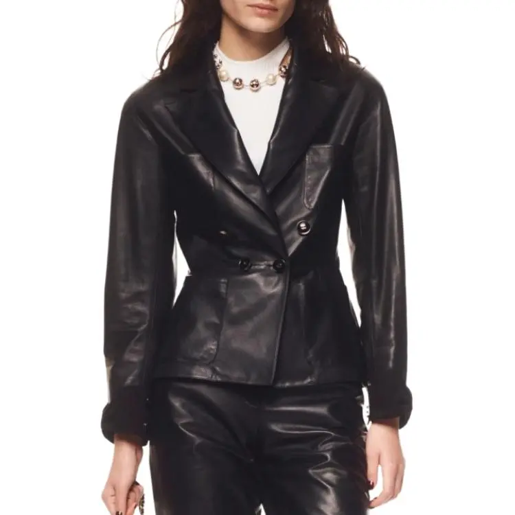 CHANEL Leather Jacket Women's Black-1