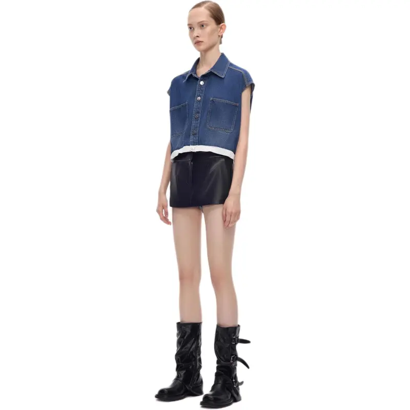 CALLED BACK Leather Short Skirts Women's Black-2