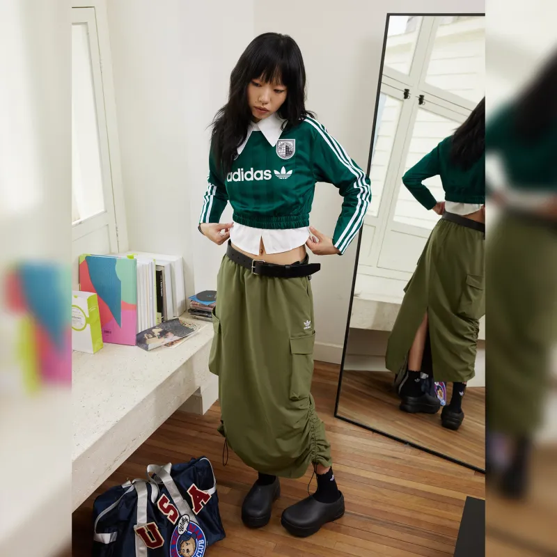 Adidas Originals Casual Long Skirts Women's Dark Olive Green-5