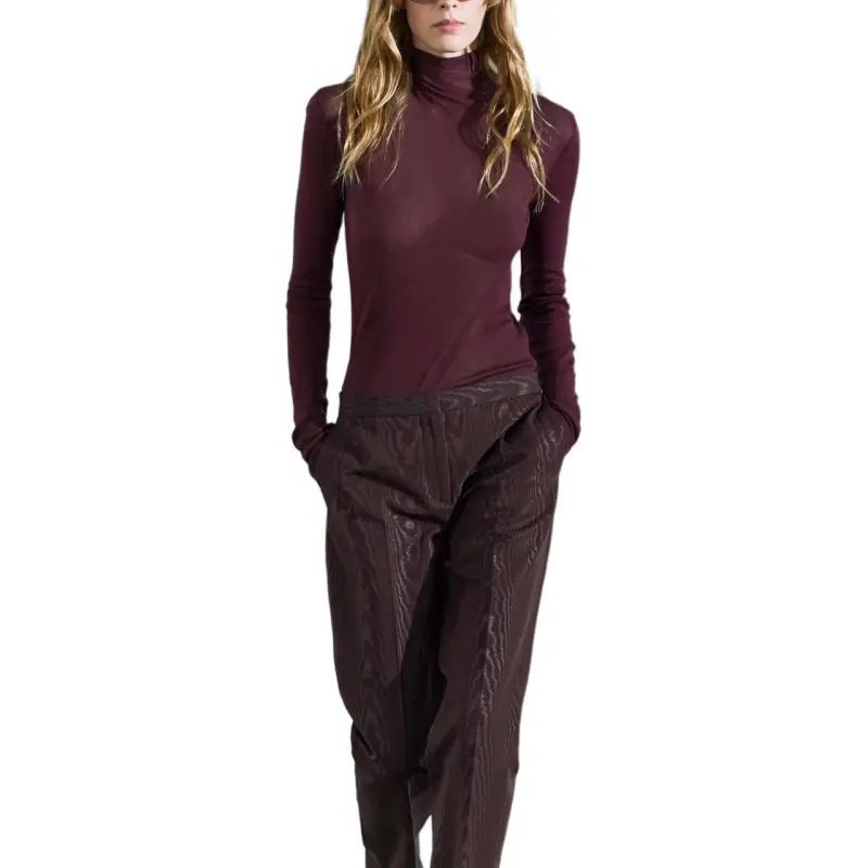 ZARA Regular T-Shirt Women's Burgundy-4