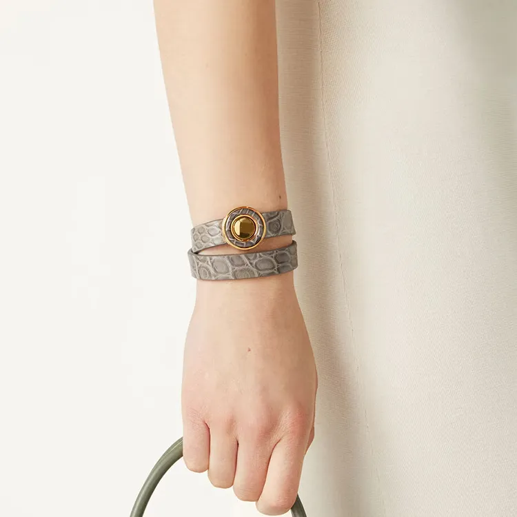 Loro Piana Cow Leather Wristbands Women's Gray-2