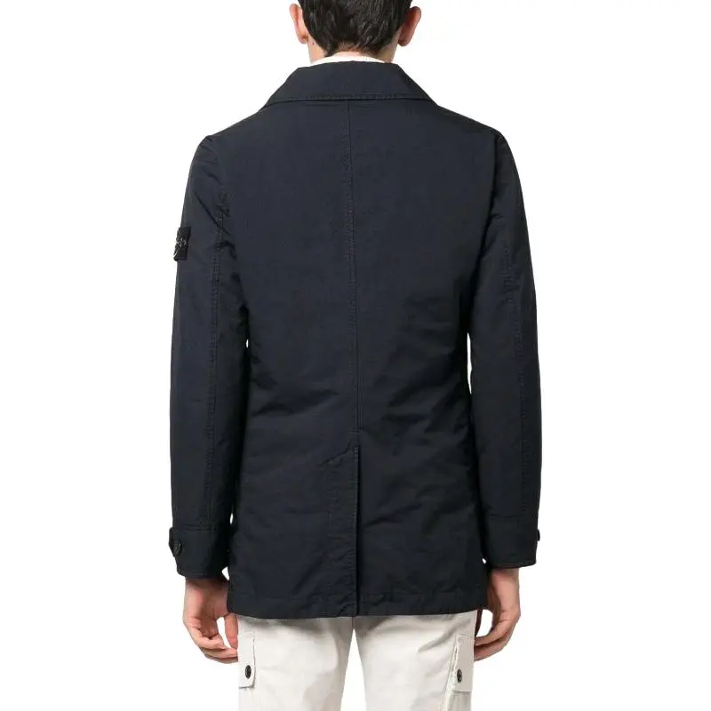 STONE ISLAND Compass Patch Long Sleeved Button Up Coat-4