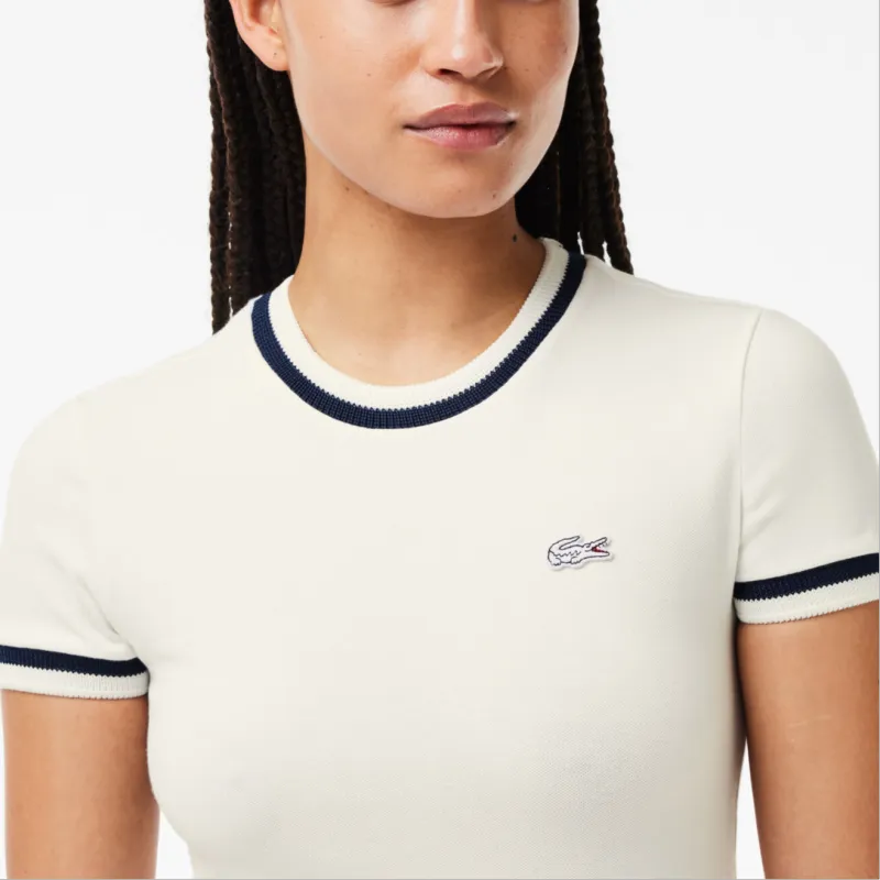 LACOSTE T Shirt Women's White/Marine Blue-4