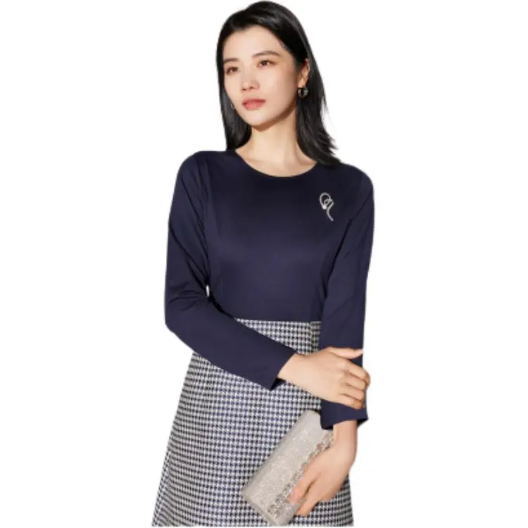BBLLUUEE Long Sleeved Dress Women's Ink Blue-5