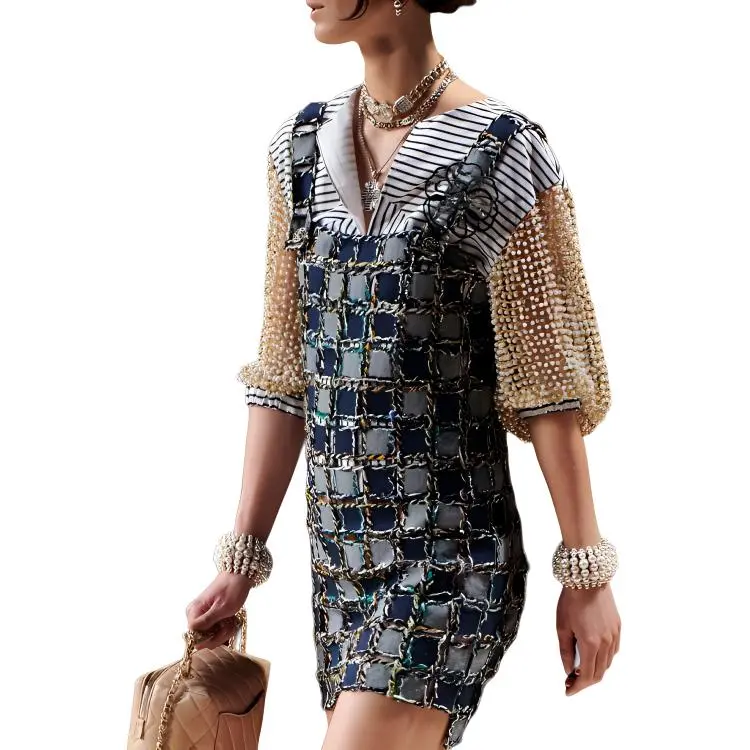 CHANEL FW22 Slip Dresses Women's Blue-2
