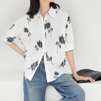 DIALOGUE x KAIYILAIWEN,LIANMINGKUAN Shirt Women's Black White Rose Print